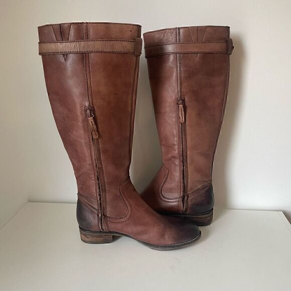 Arturo Chiang Knee High Brown Leather Riding Boots Size 6.5 Buttons Zip Up - Picture 3 of 13